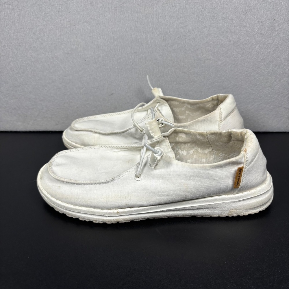 Hey Dude Wendy Chambray White Womens Size 7 Slip On Comfort Shoes NO INSOLES!